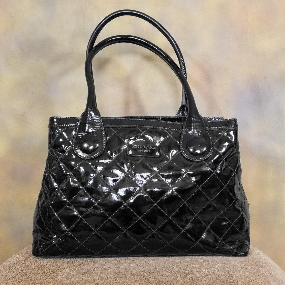 Kate Spade Black Quilted Patent Leather Large Handbag